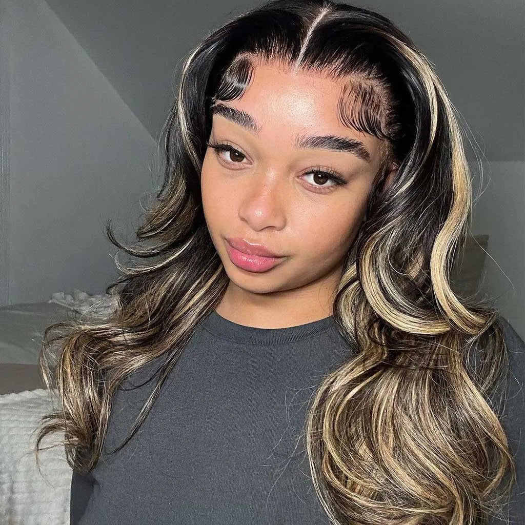 Highlight Loose Wave Layered Cut Glueless Wigs Pre-Cut 6x5 Lace Wig Shoulder Length