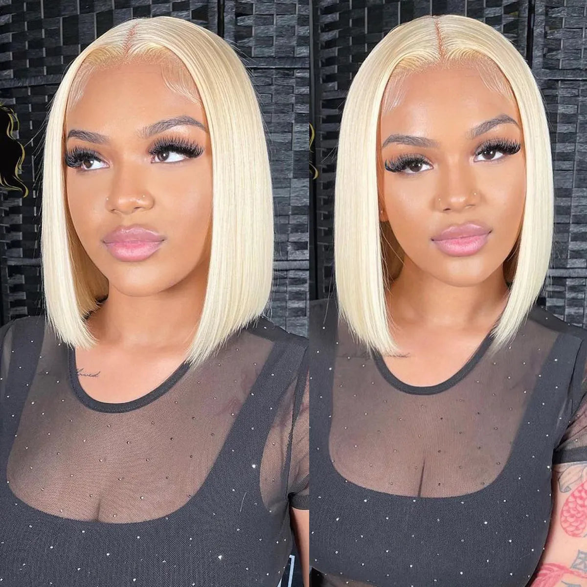 Glueless 613 Blonde Straight Bob Wig 6x5 Pre-Cut Lace Human Hair Wig Plucked Hairline