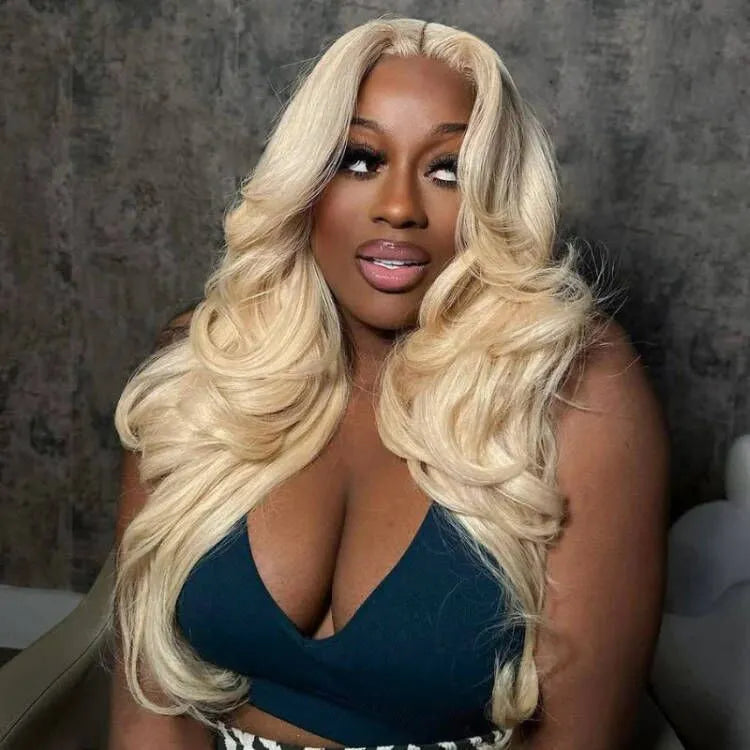 Glueless Blonde Wig With Curtain Bangs Pre-Cut 6x5 Lace & Bleached Knots