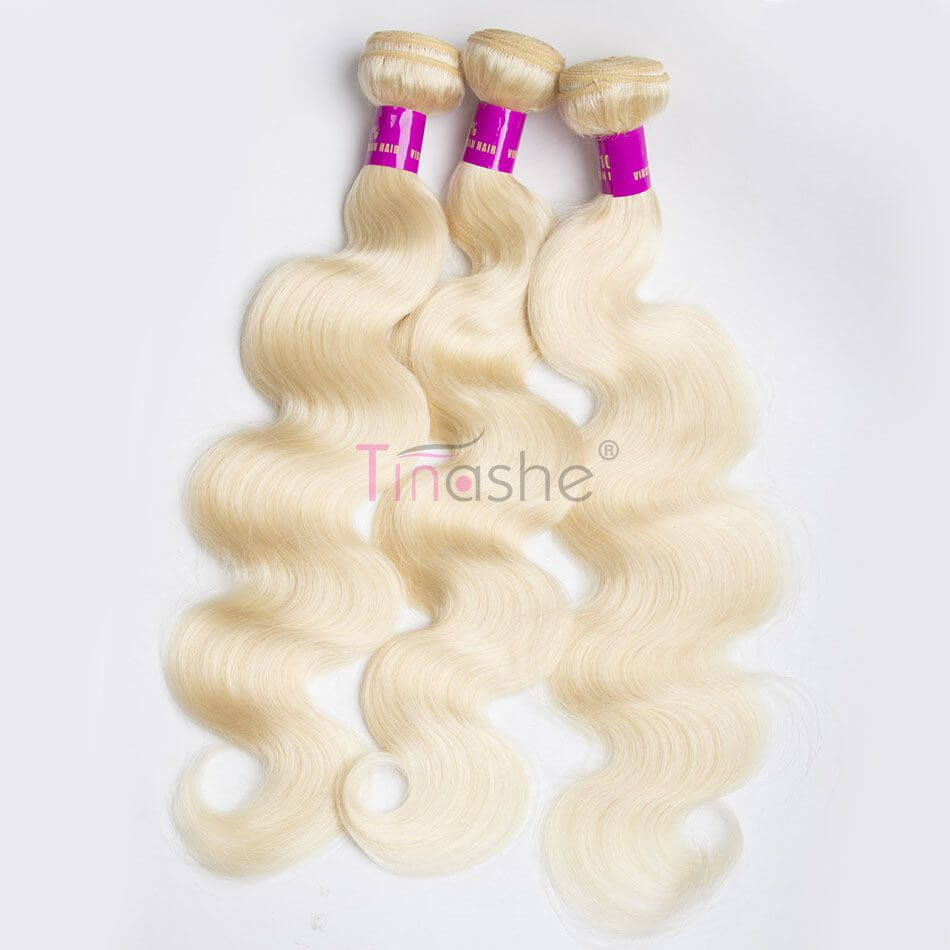 hair Brazilian blonde body wave human hair 3 bundles virgin human hair 613 color