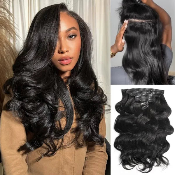 Seamless Clip In Hair Extensions Body Wave Real Human Hair 7pcs/pack Quick Install