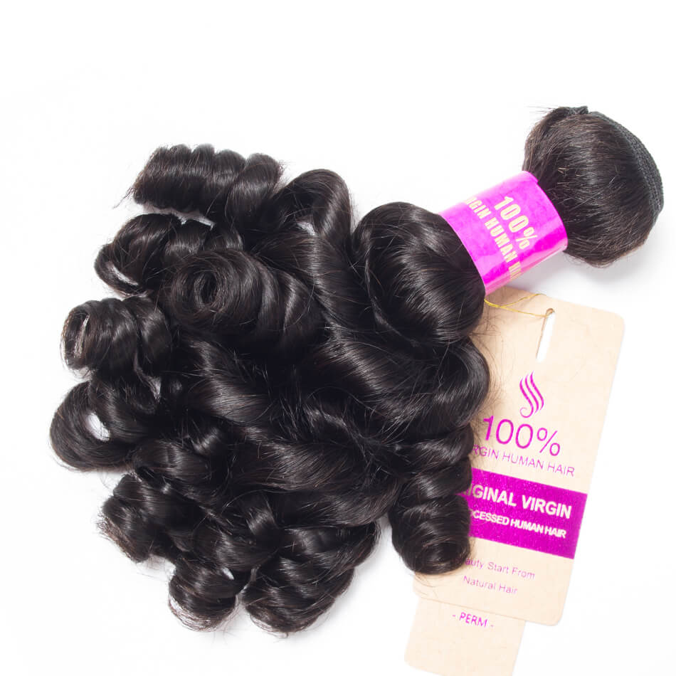 Brazilian Hair Weave Funmi Hair 4 Bundles Hair Spring Egg Curly Virgin Hair Bundles Natural Black Color 1B#