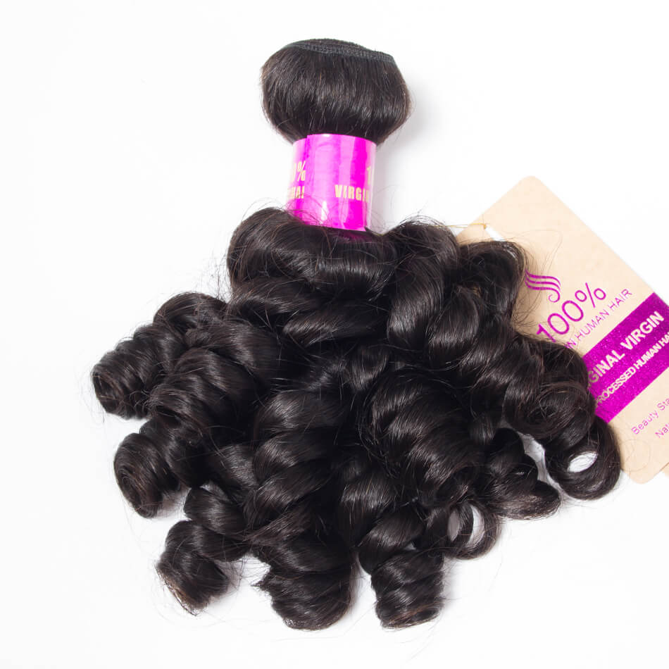Brazilian Hair Weave Funmi Hair 4 Bundles Hair Spring Egg Curly Virgin Hair Bundles Natural Black Color 1B#