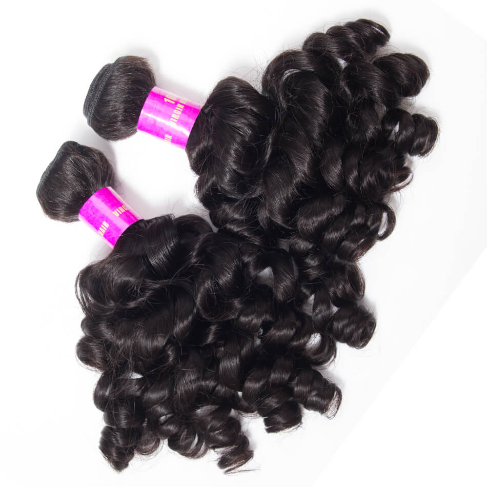 Brazilian Hair Weave Funmi Hair 4 Bundles Hair Spring Egg Curly Virgin Hair Bundles Natural Black Color 1B#