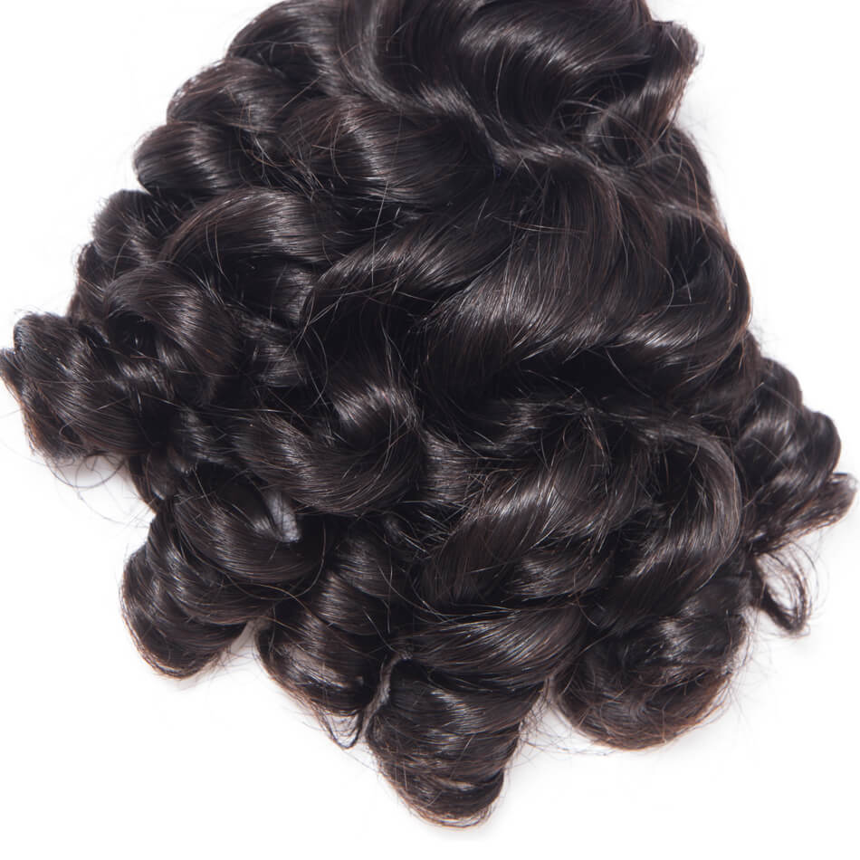 Brazilian Hair Weave Funmi Hair 4 Bundles Hair Spring Egg Curly Virgin Hair Bundles Natural Black Color 1B#