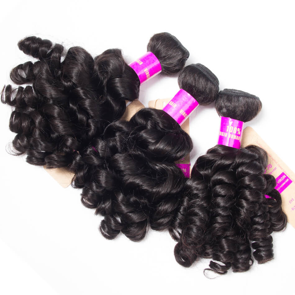 Brazilian Hair Weave Funmi Hair 4 Bundles Hair Spring Egg Curly Virgin Hair Bundles Natural Black Color 1B#