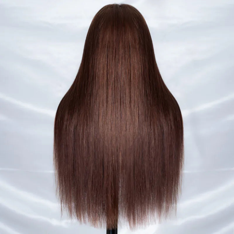 Dark Brown Straight Human Hair 6x5 13x4 HD Lace Front Wigs
