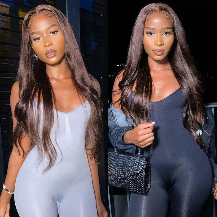Dark Brown Straight Human Hair 6x5 13x4 HD Lace Front Wigs