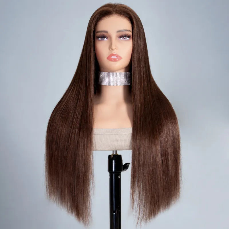 Dark Brown Straight Human Hair 6x5 13x4 HD Lace Front Wigs