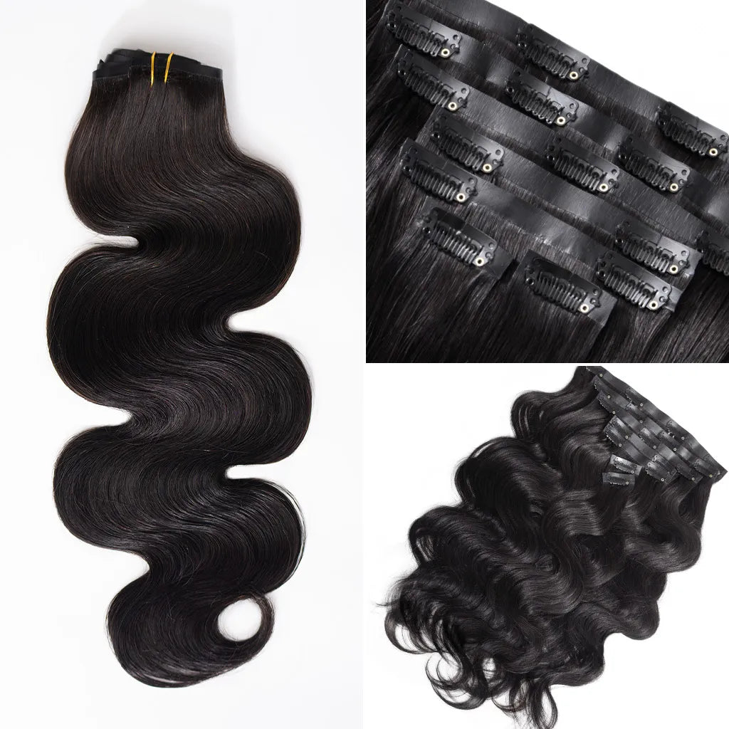 Seamless Clip In Hair Extensions Body Wave Real Human Hair 7pcs/pack Quick Install