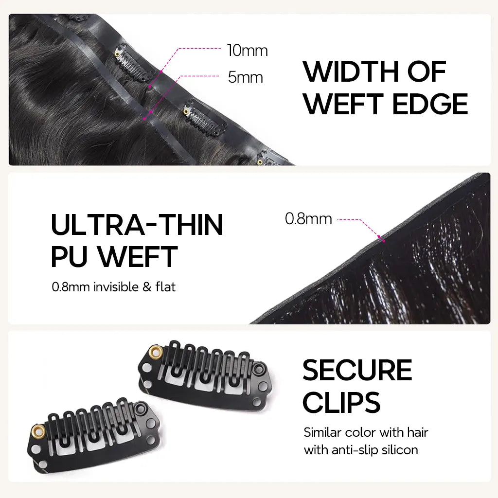 Seamless Clip In Hair Extensions Body Wave Real Human Hair 7pcs/pack Quick Install