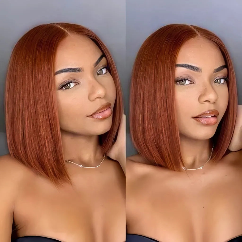 Dark Brown / 99j / Copper Brown Bob Wig Glueless 6x5 Pre-Cut HD Lace Wig Wear & Go