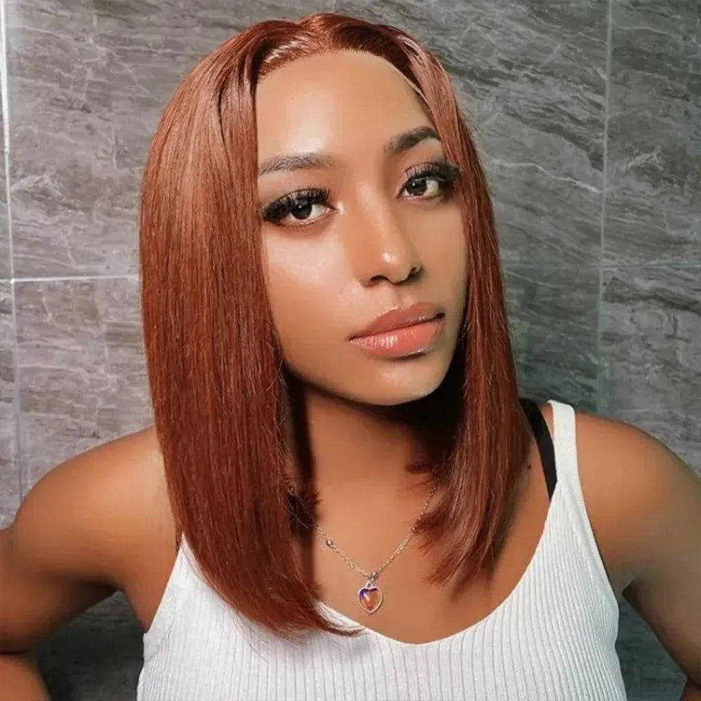 Dark Brown / 99j / Copper Brown Bob Wig Glueless 6x5 Pre-Cut HD Lace Wig Wear & Go