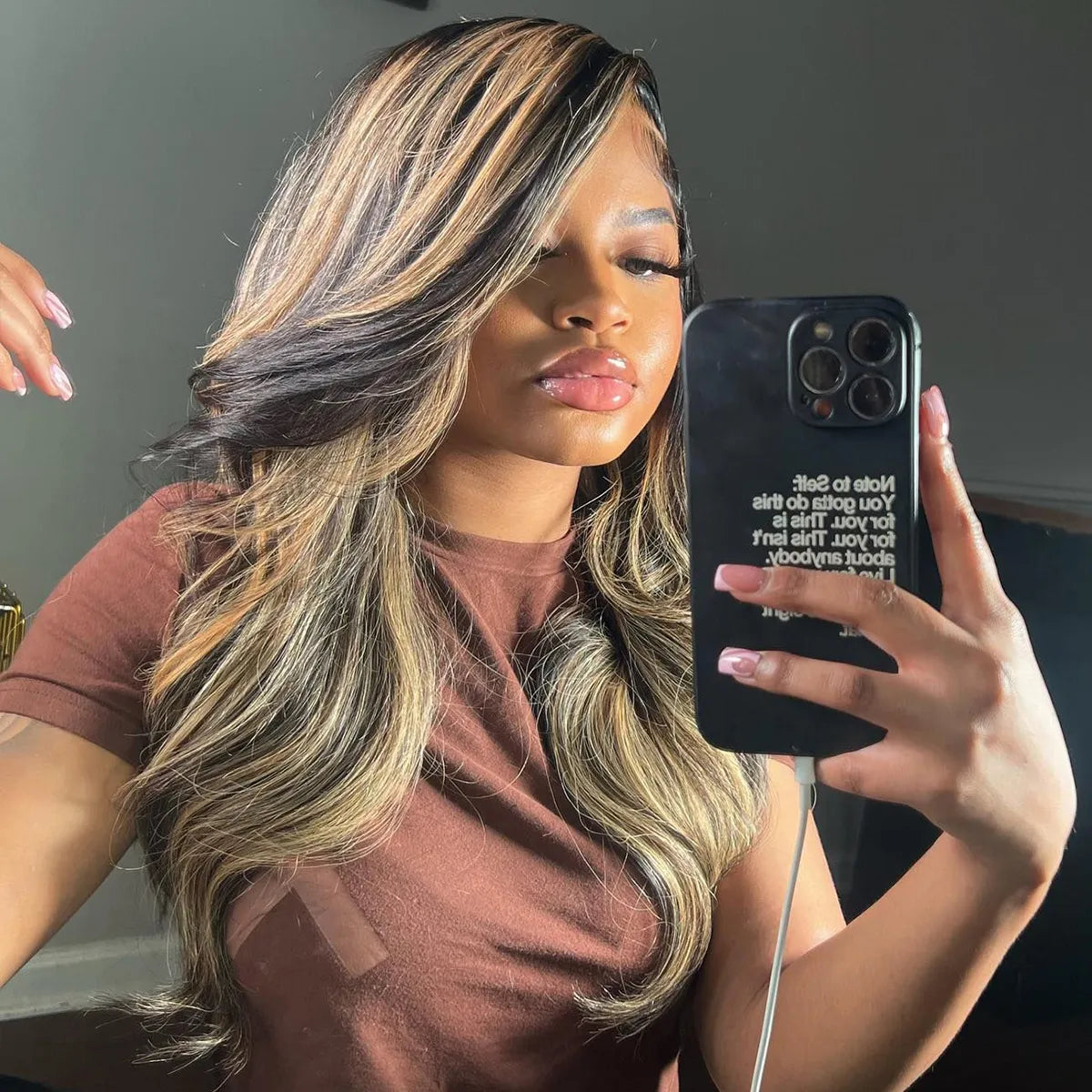 Curtain Bangs Layered Cut Highlight Wig Glueless 6x5 Pre-Cut Lace Wig Bleached Knots