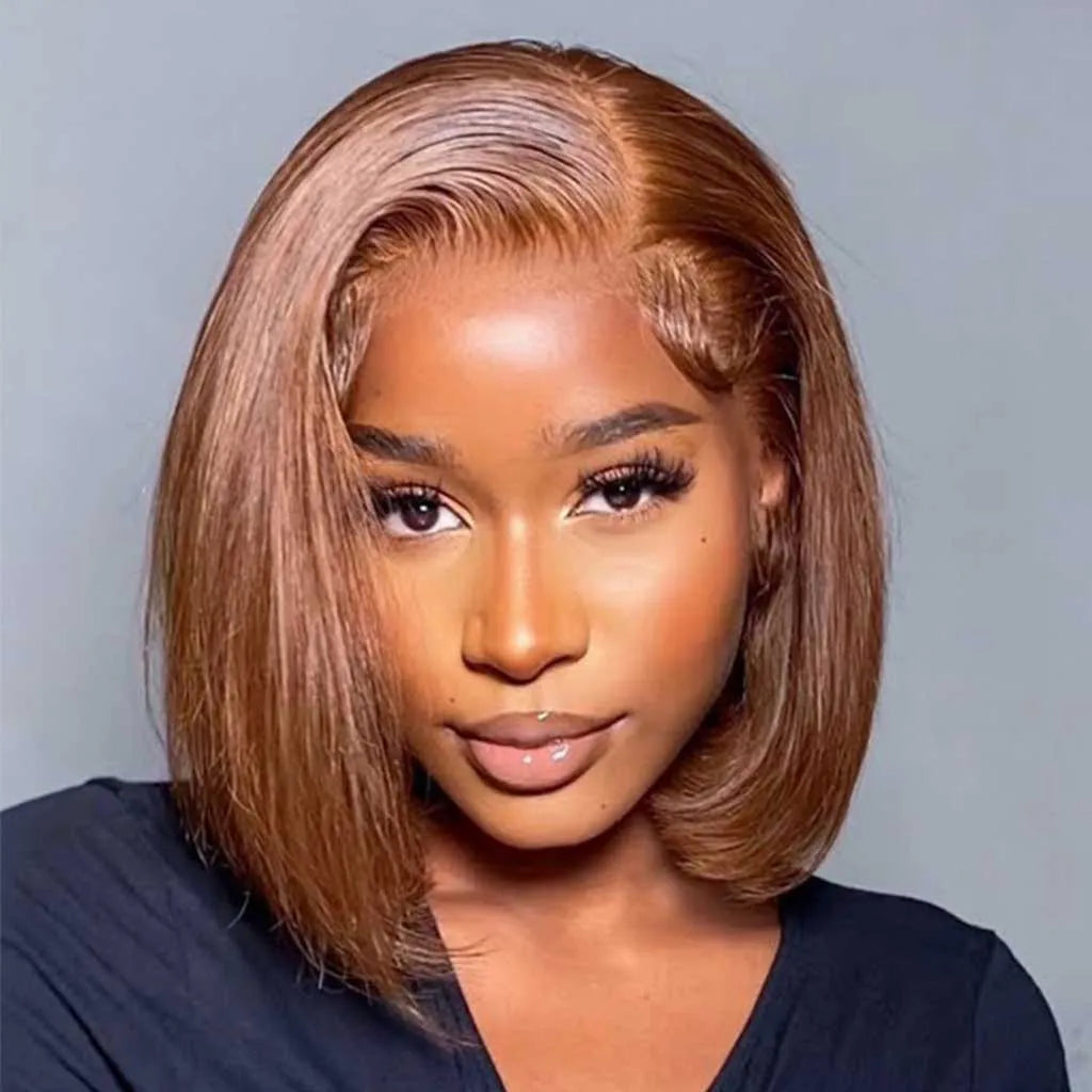 Dark Brown / 99j / Copper Brown Bob Wig Glueless 6x5 Pre-Cut HD Lace Wig Wear & Go