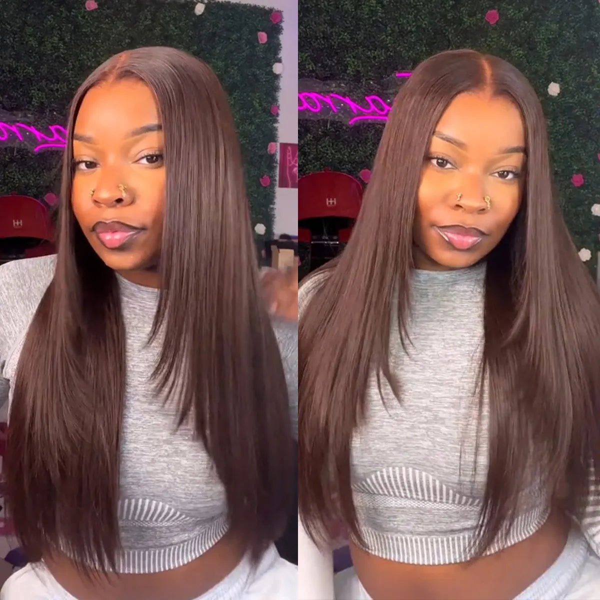 Layered Cut Dark Brown Glueless 6x5 Lace Straight Human Hair Wig Pre-Everything