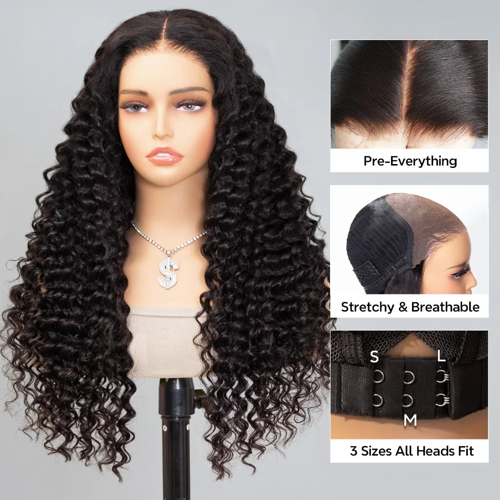 New Upgrade Flexi-Fit Glueless Deep Wave Wig Pre-Everything 6x5/9x6 Lace Wig