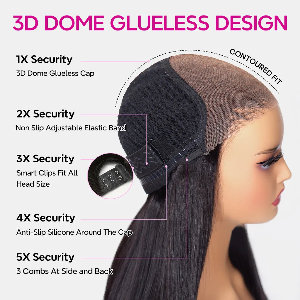 Flexi-Fit Glueless Wig Water Wave Pre-Cut 6x5/9x6 Lace Wig Breathable Air Cap