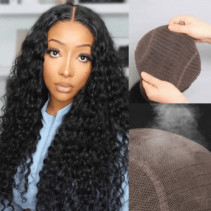 Flexi-Fit Glueless Wig Water Wave Pre-Cut 6x5/9x6 Lace Wig Breathable Air Cap