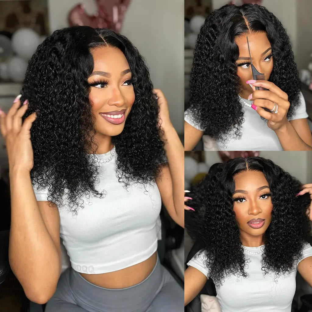 Part Max 9x6 Glueless Wig Pre-Cut Lace & Bleached Knots Put on & Go Short Curly Bob Wig