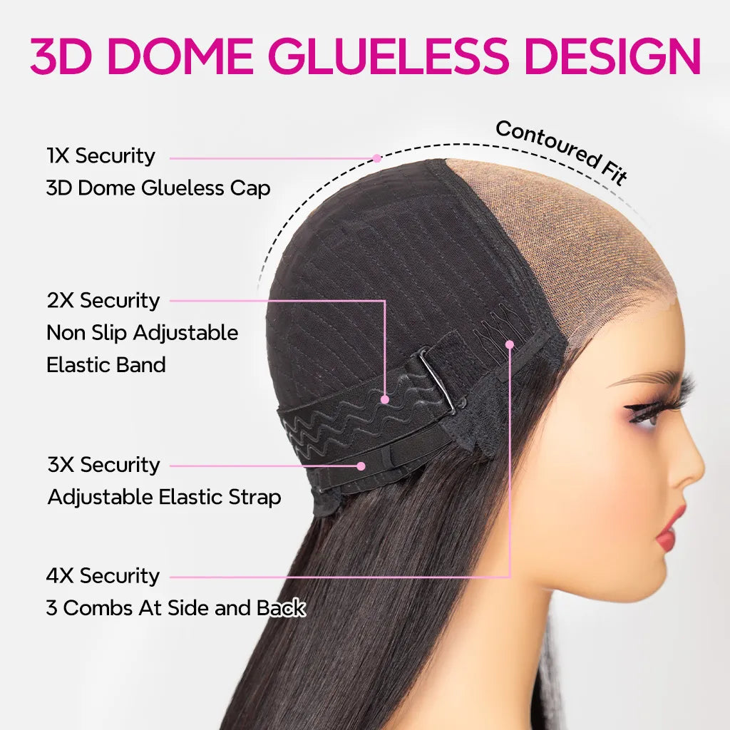 Yaki Straight Glueless Bob Wig 6x5 Pre-Cut HD Lace Bleached Knots Put On & Go
