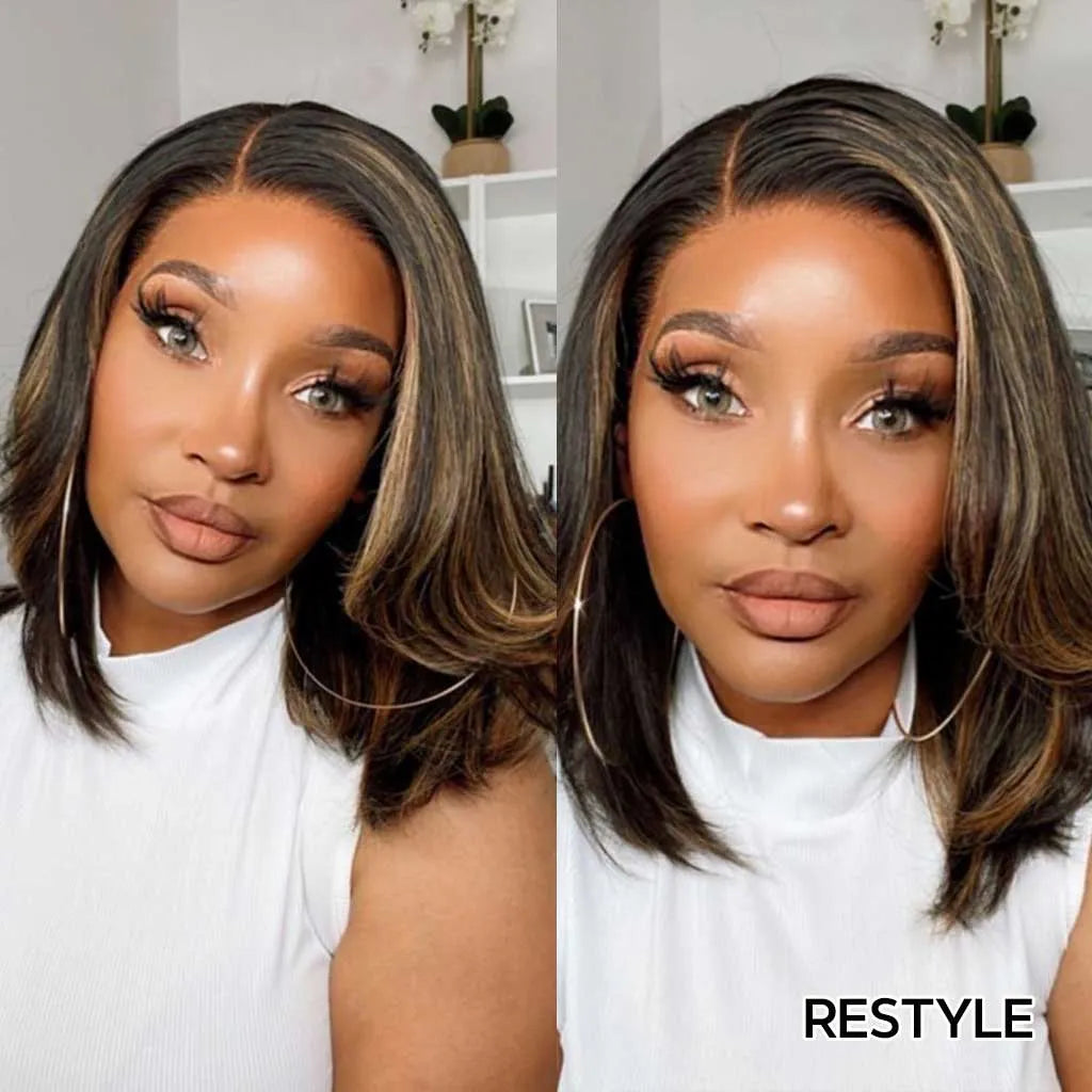Glueless Highlight 1b/22 Bob Wig 6x5 Pre-Cut HD Lace Wig Wear & Go