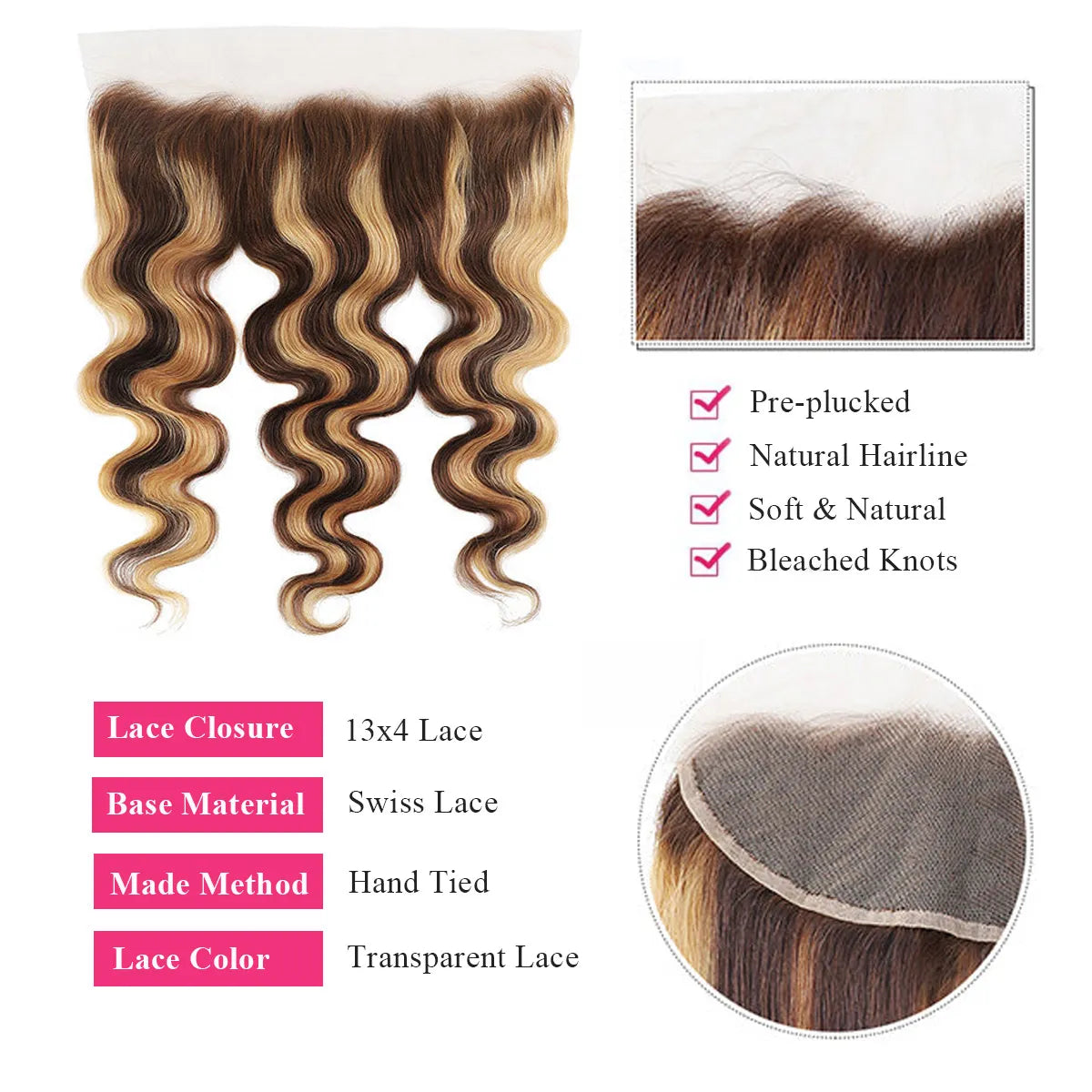 Highlight Body Wave Hair 3 Bundles With 13x4 HD Lace Frontal Honey Blonde