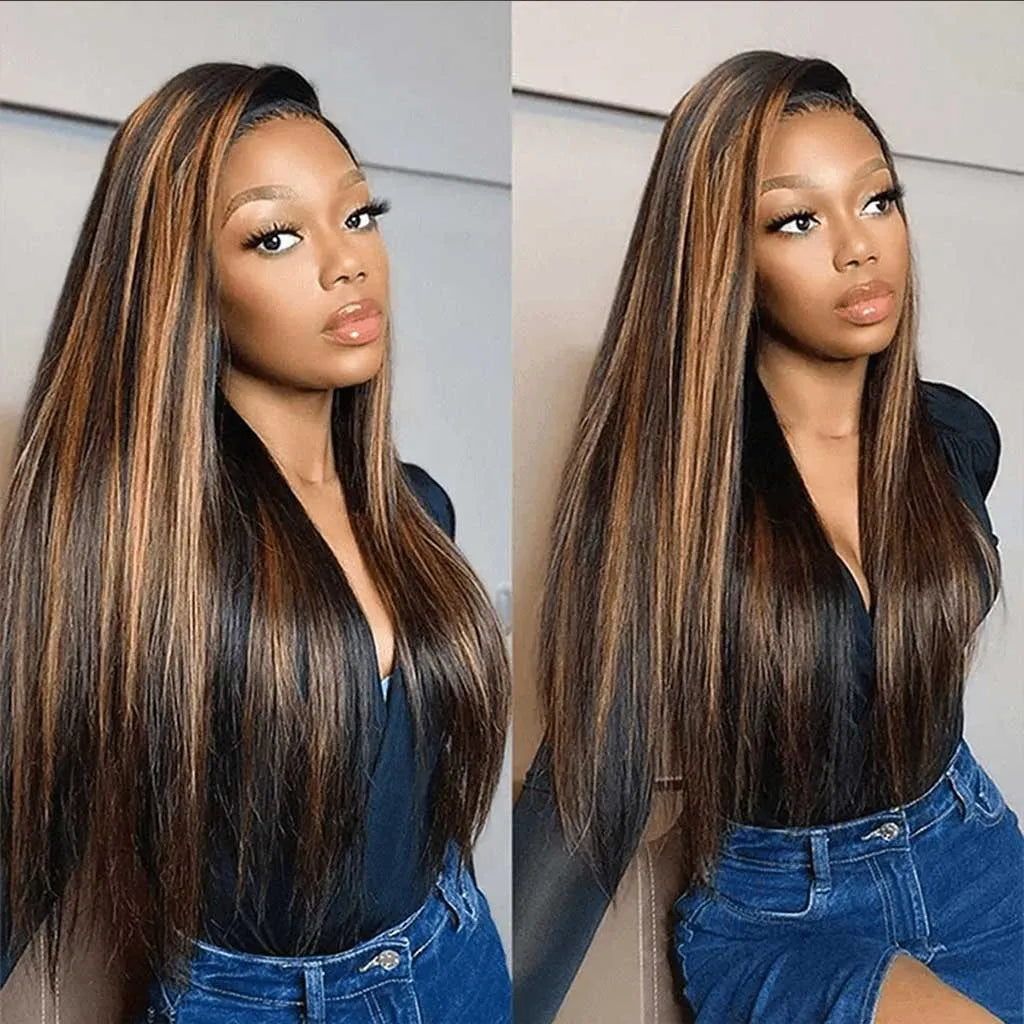 Highlight Brown U Part Wig Body Wave / Straight No Glue Easy Install