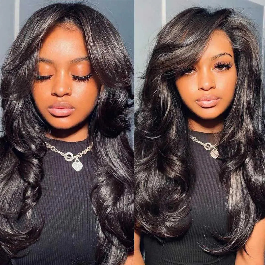 Layered Cut Loose Body Wave U Part Wig Human Hair Wig Clip & Go
