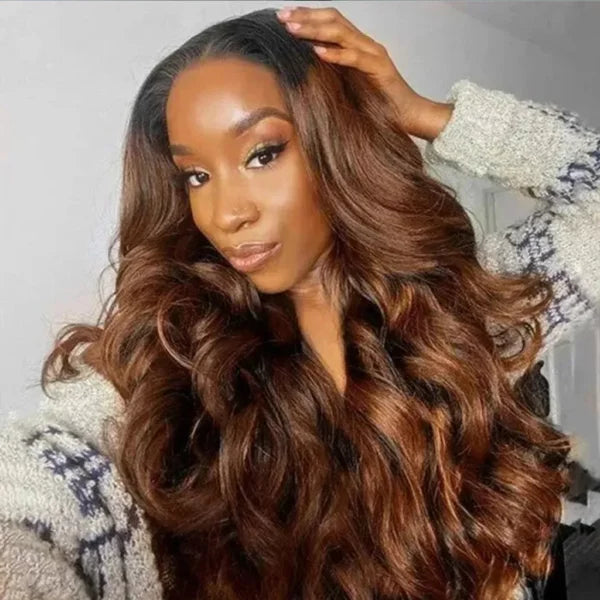 Ombre Brown Pre-Cut 6x5 Lace Wig Wear & Go Body Wave / Straight Glueless Wig