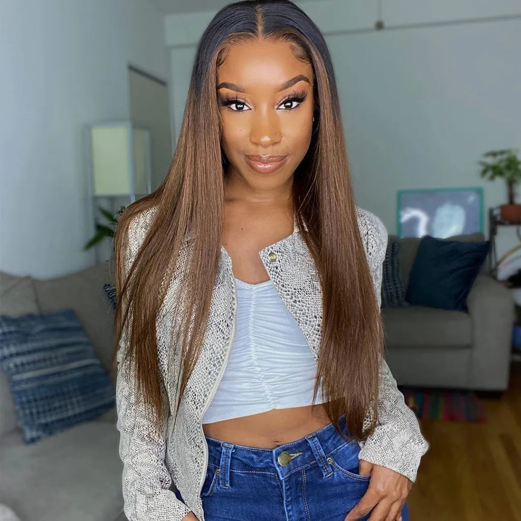 Ombre Brown Pre-Cut 6x5 Lace Wig Wear & Go Body Wave / Straight Glueless Wig