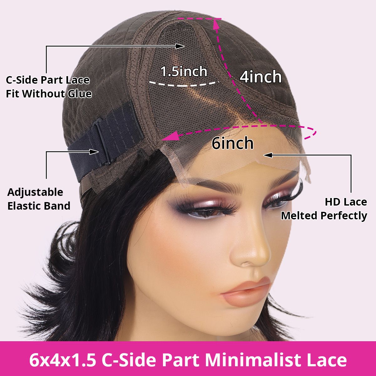 4C Edges Hairline Kinky Straight 6x1.5 Minimalist Pre-Cut Lace Short Bob Wig