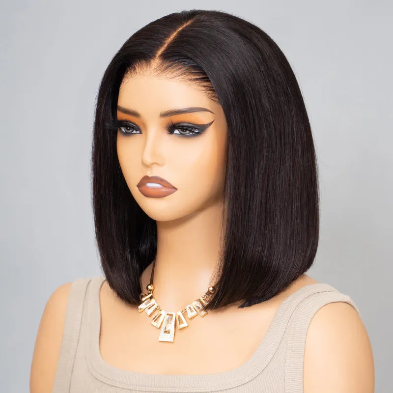 Two Wigs Only $119 | Straight 6x5 HD Lace Bob Wig 10" + Curly Machine Made Bob Wig 12"