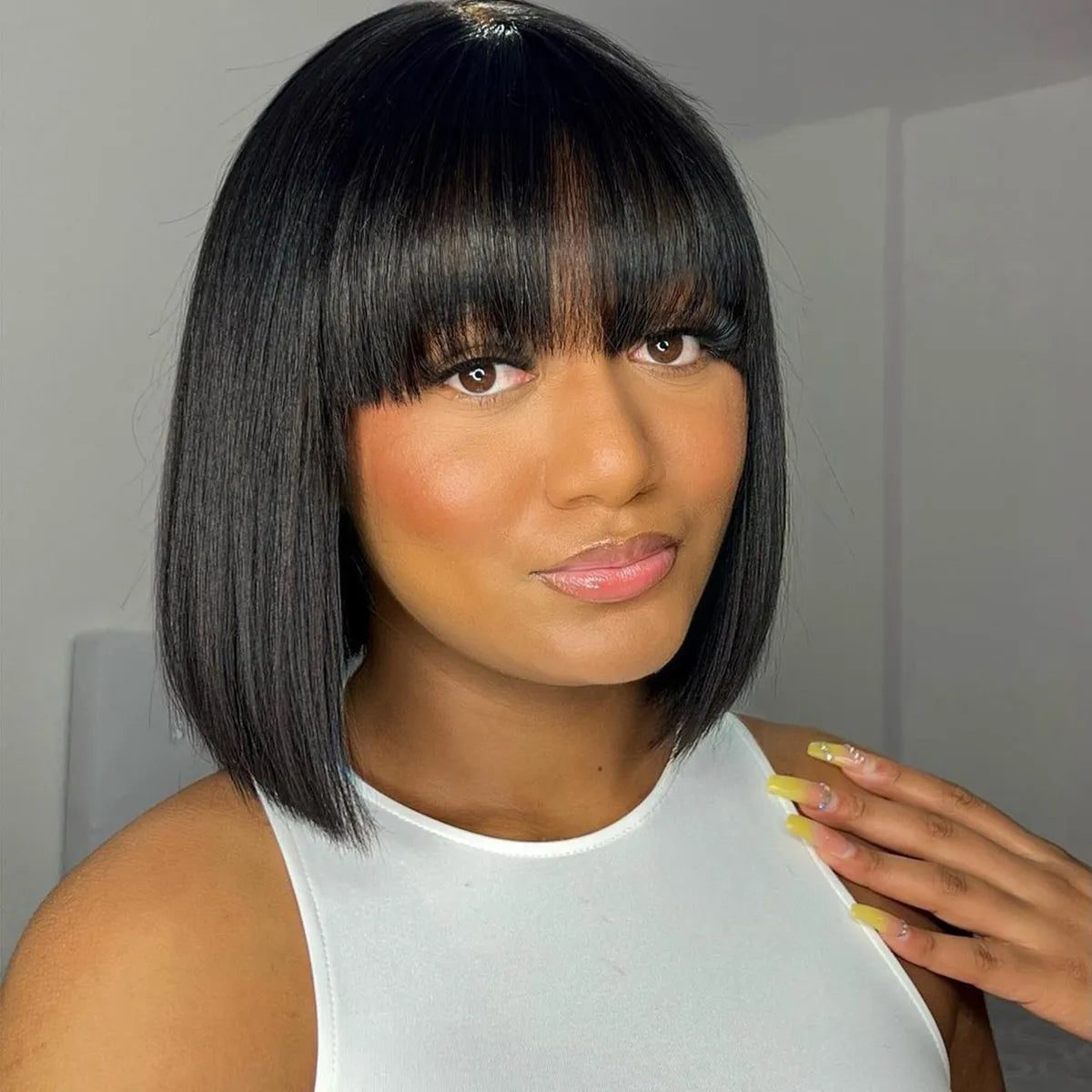 Buy 1 Get 1 Free | Glueless Kinky Curly 6x5 Lace Wig + Straight Bob Wig With Bangs