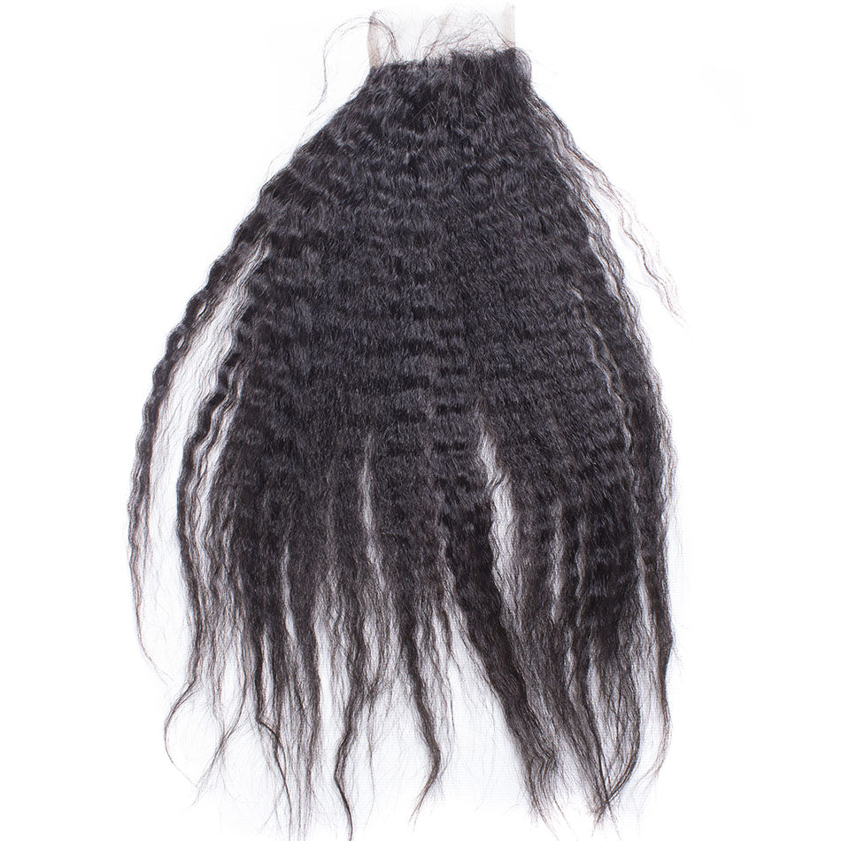 Brazilian Kinky Straight Virgin Hair 3 Bundles with Lace Closure