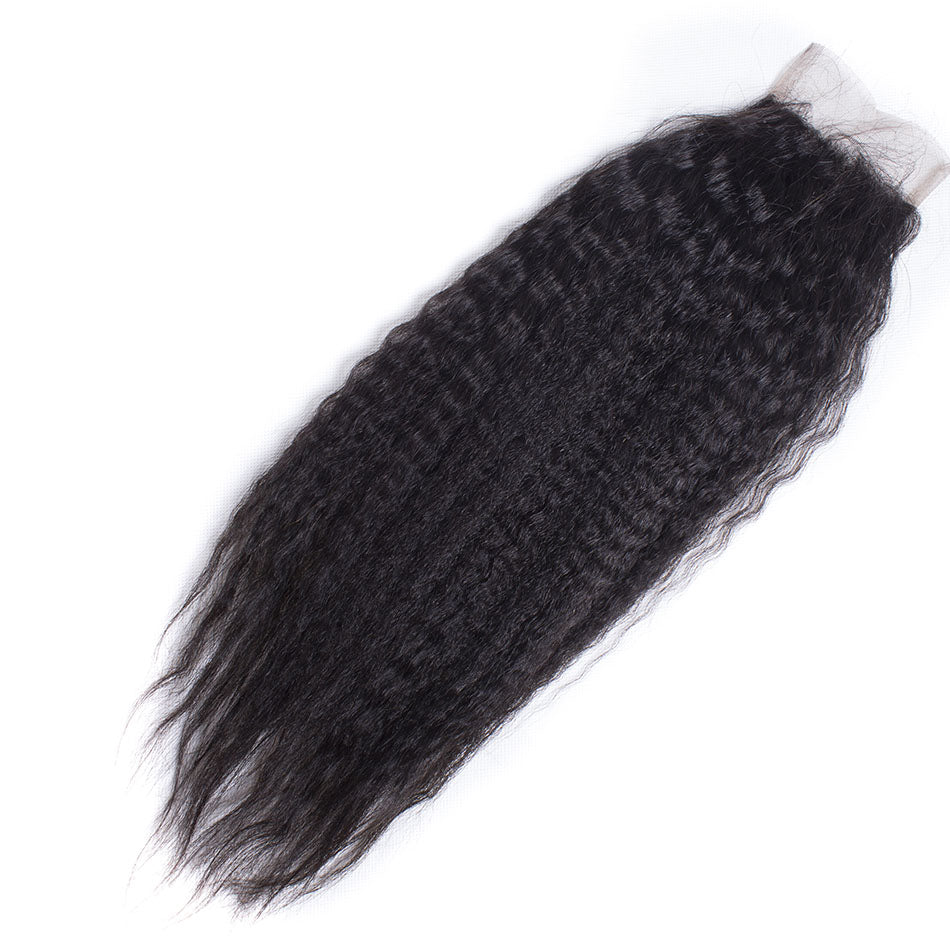Brazilian Kinky Straight Virgin Hair 3 Bundles with Lace Closure