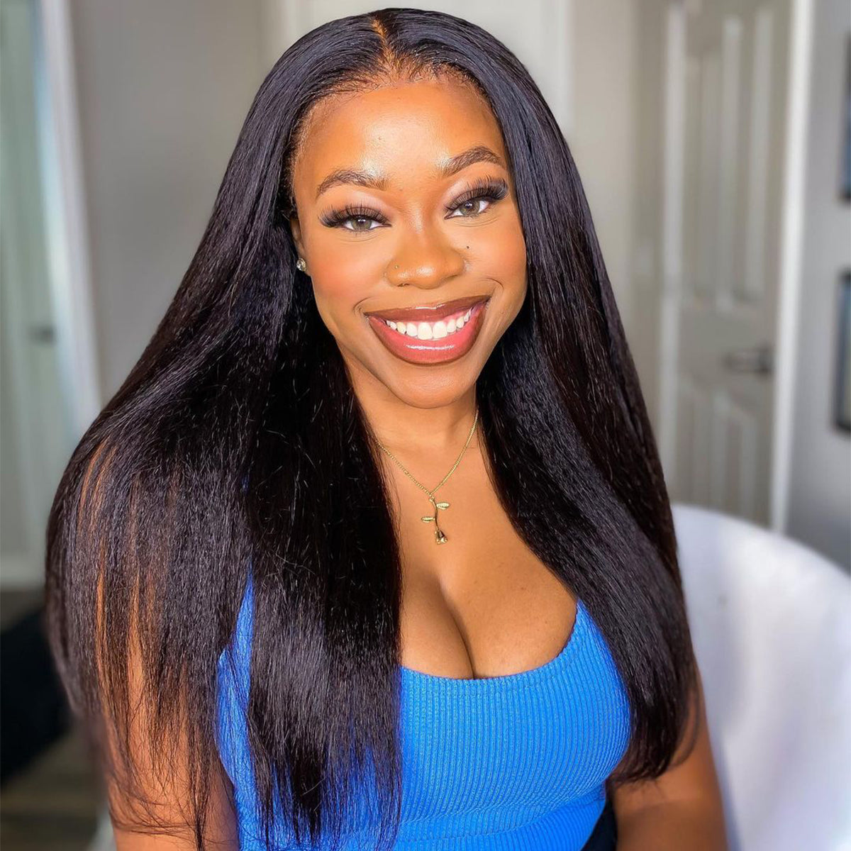 Ready To Go 6x5 Lace Kinky Straight Wig Glueless Wig Pre-Cut HD Lace & Bleached Knots