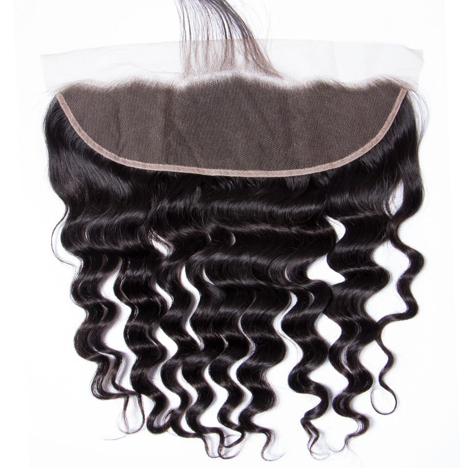 Virgin Hair 4 Bundles With Frontal Loose Deep Wave Brazilian Human Hair Weave Bundles With Frontal