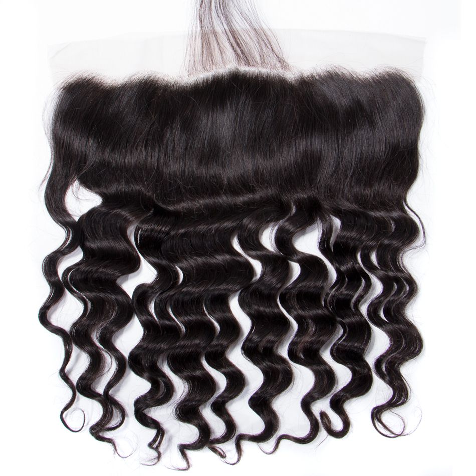 Virgin Hair 4 Bundles With Frontal Loose Deep Wave Brazilian Human Hair Weave Bundles With Frontal