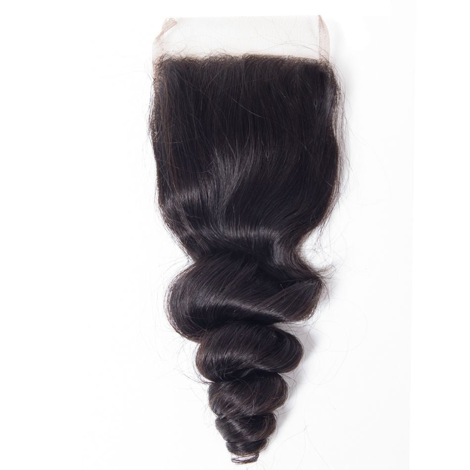 Virgin Hair Brazilian Loose Wave With Closure Brazilian Remy Hair Spring Curly 4 Bundles Hair Weft With Closure