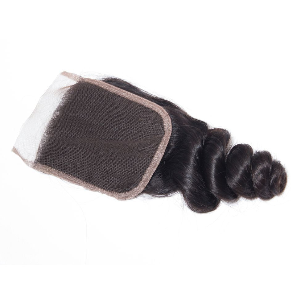 Virgin Hair Brazilian Loose Wave With Closure Brazilian Remy Hair Spring Curly 4 Bundles Hair Weft With Closure