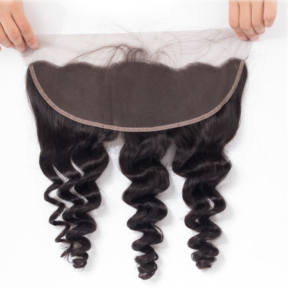 Virgin Hair Brazilian Loose Wave With Frontal Brazilian Remy Hair Spring Curly 4 Bundles Hair Weft With Frontal