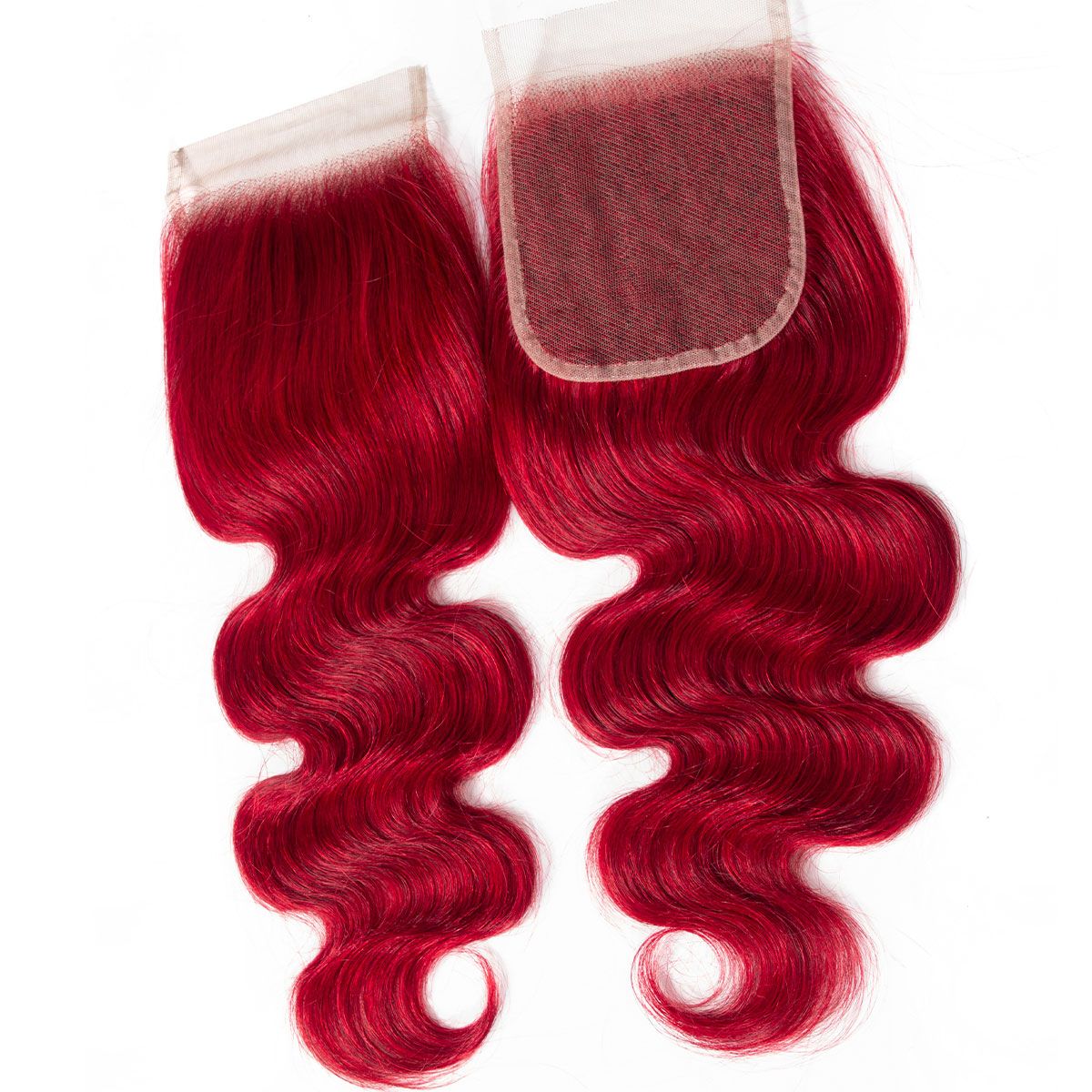Red Human Hair Brazilian Body Wave 3 Bundles with Closure for Full Head Sale