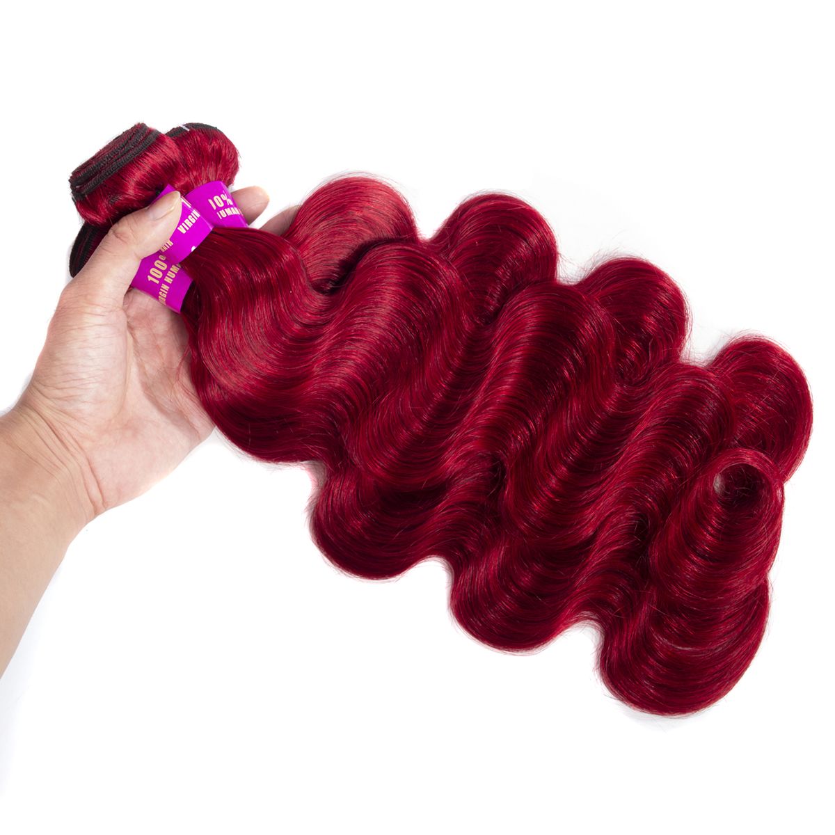 Red Human Hair Bundles Body Wave Virgin Hair