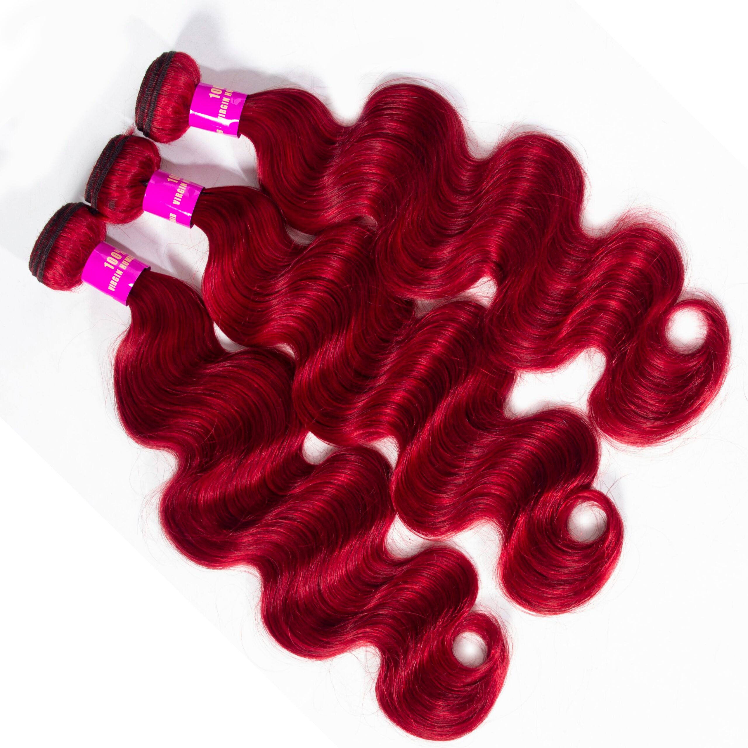 Red Human Hair Bundles Body Wave Virgin Hair