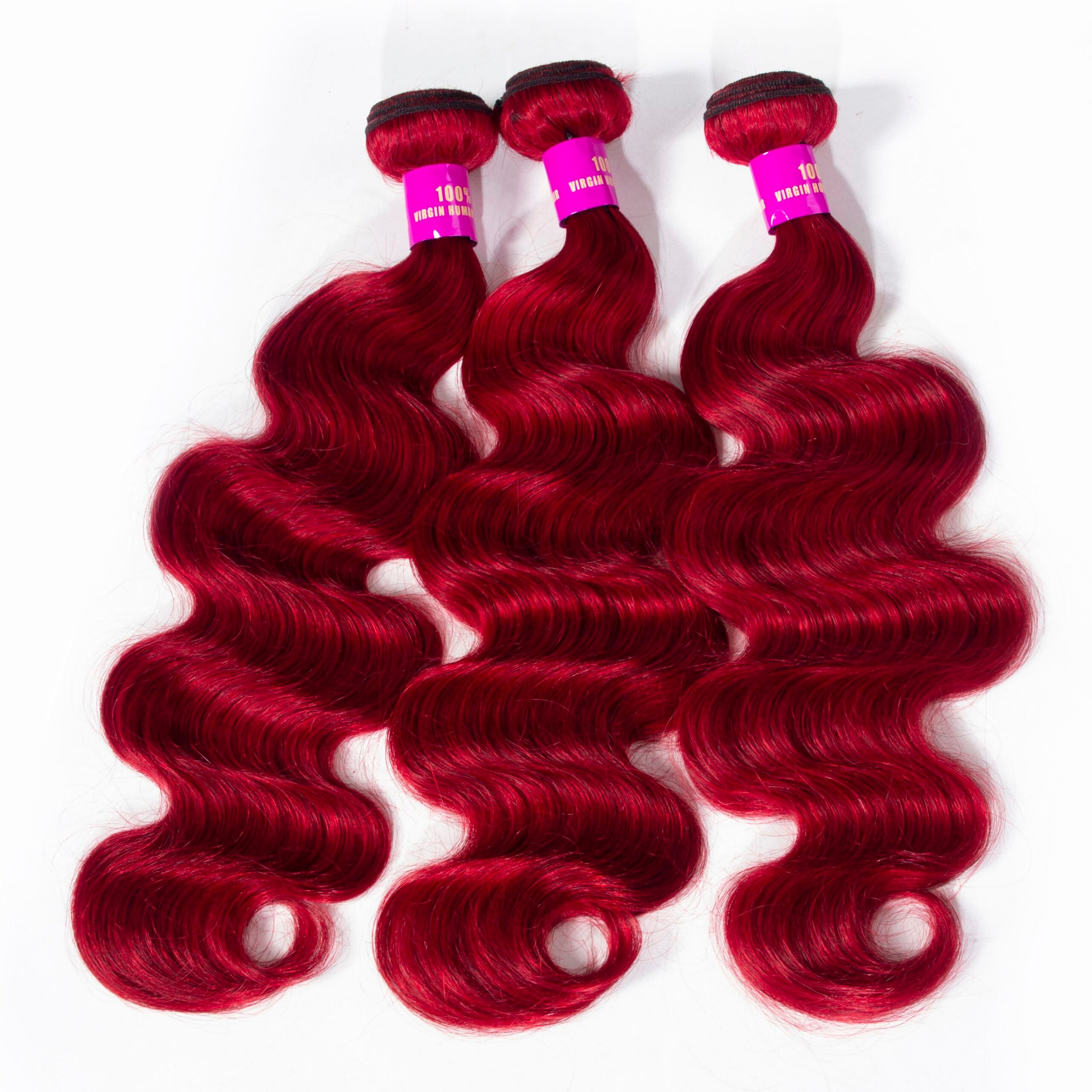 Red Human Hair Bundles Body Wave Virgin Hair