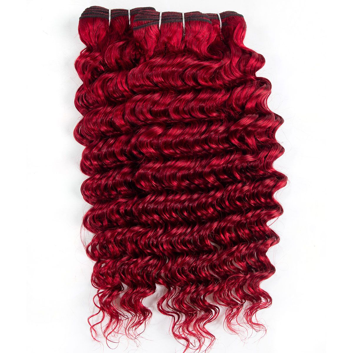 Red Human Hair Bundles Deep Wave Virgin Hair Bundles