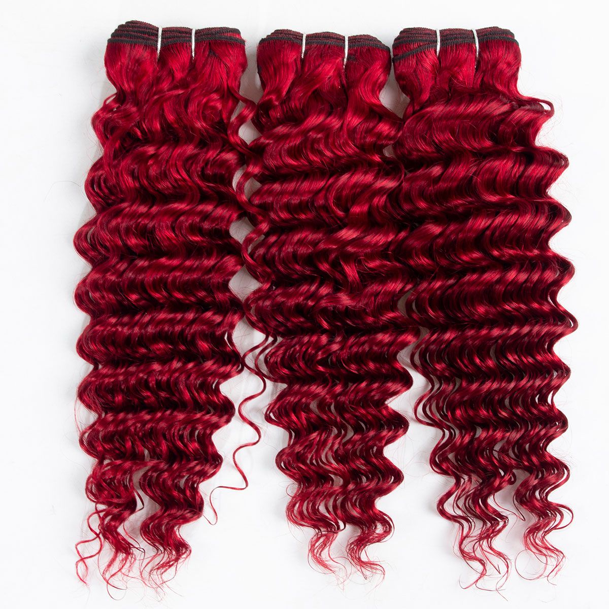 Red Human Hair Bundles Deep Wave Virgin Hair Bundles