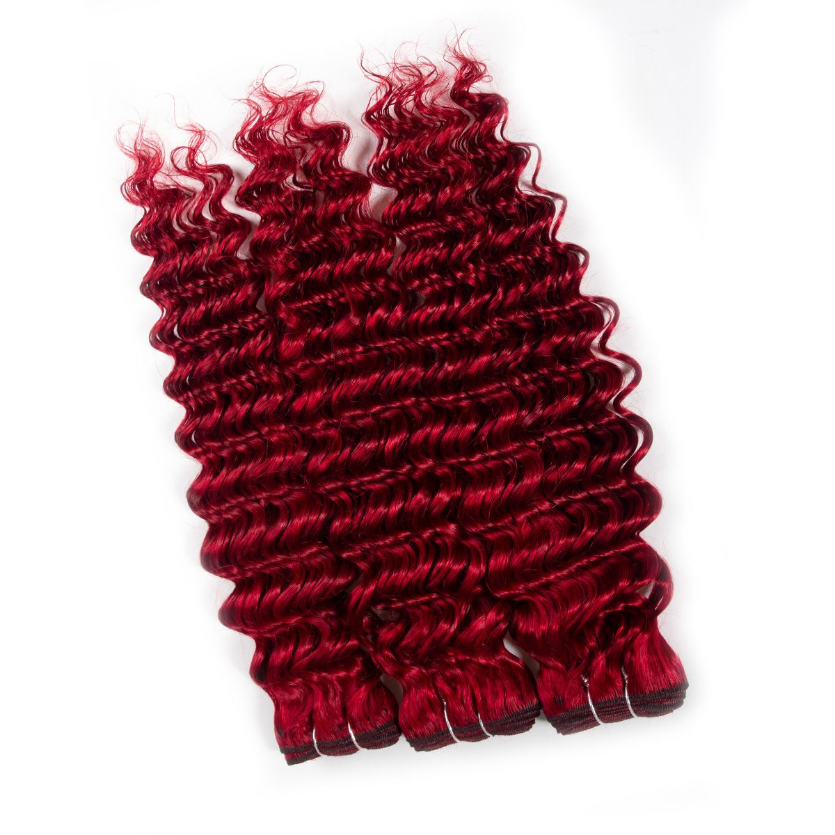 Red Human Hair Bundles Deep Wave Virgin Hair Bundles