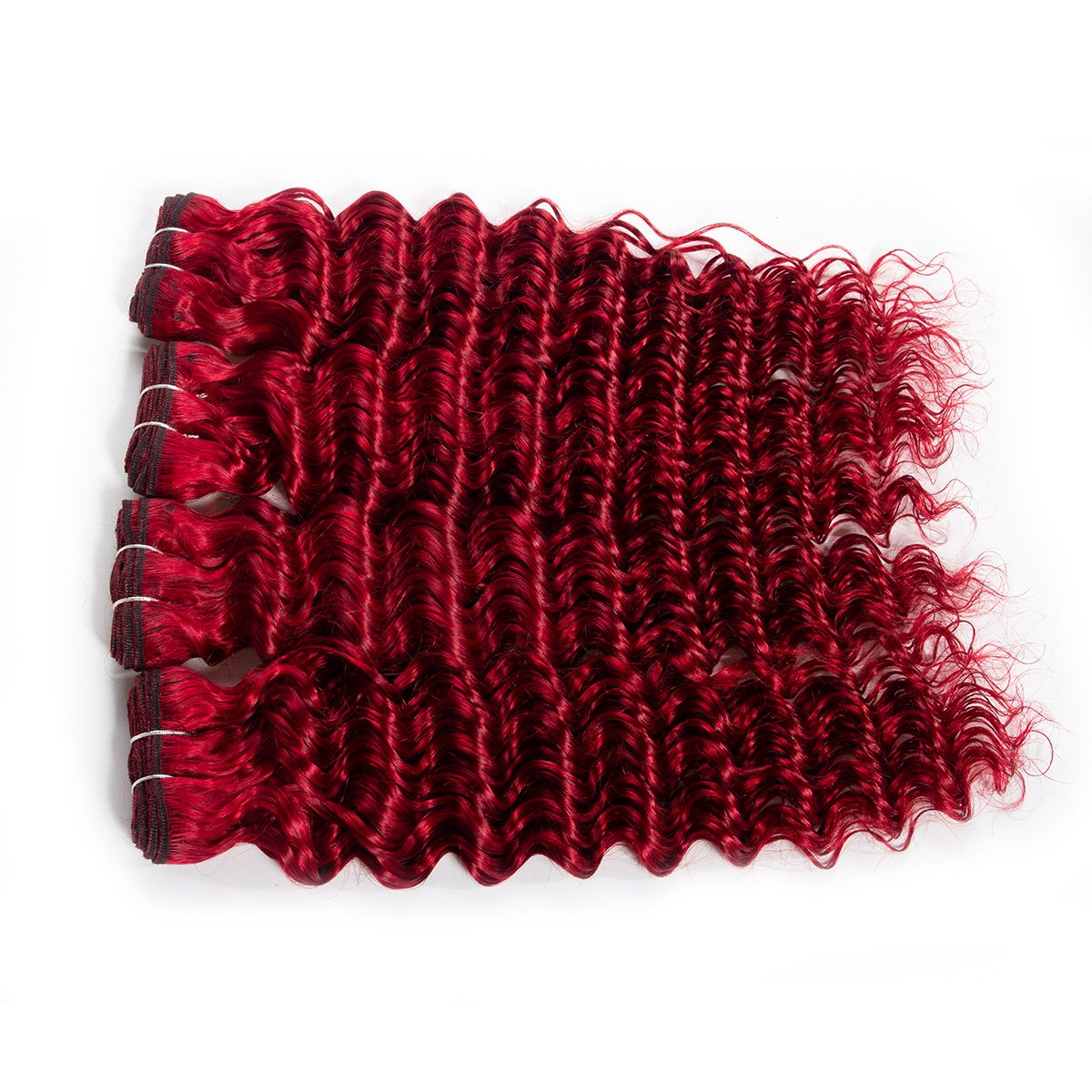 Red Human Hair Bundles Deep Wave Virgin Hair Bundles